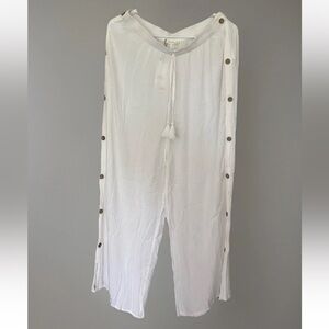 Kiwi And Punch Beachwear Flowy Wide Leg White Pants Large Beach Summer Festival